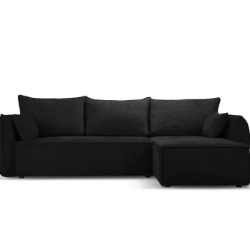 Coltar extensibil stanga 4 locuri, Kaelle, Micadoni Home, BL, 252x165x87 cm, poliester chenille, negru imagine