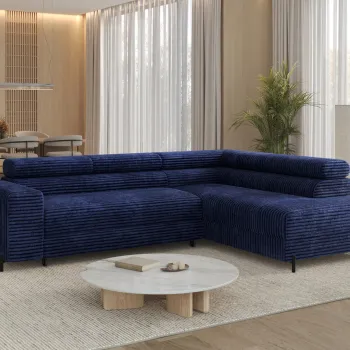 Coltar extensibil stanga 5 locuri ELTAP, Colesio, 274x200x93 cm, lemn/poliester, albastru inchis imagine