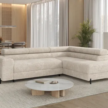 Coltar extensibil stanga 5 locuri ELTAP, Colesio, 274x200x93 cm, lemn/poliester, bej imagine