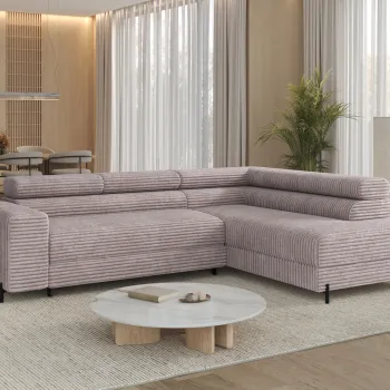 Coltar extensibil stanga 5 locuri ELTAP, Colesio, 274x200x93 cm, lemn/poliester, gri imagine