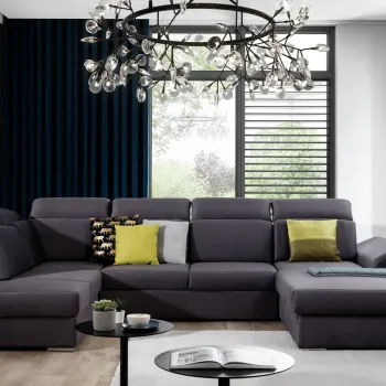 Coltar extensibil stanga 5 locuri ELTAP, Evl-44, Evanell, 336x211x102 cm, lemn/poliester, gri inchis imagine