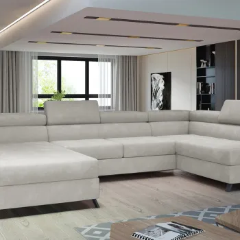 Coltar extensibil stanga 5 locuri ELTAP, Jos-06, Josette, 370x190x98 cm, lemn/poliester, bej imagine