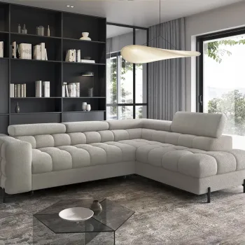 Coltar extensibil stanga 5 locuri ELTAP, LT-20ROY, Ferucce, 276x200x93 cm, lemn/poliester, bej deschis imagine