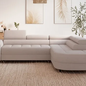 Coltar extensibil stanga 5 locuri ELTAP, LT-20XIL, Vesteria, 279x215x91 cm, lemn/tesatura boucle, bej imagine
