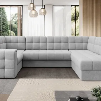 Coltar extensibil stanga 5 locuri ELTAP, LT-84MO, Blewett, 299x198x82 cm, lemn/poliester, gri deschis imagine