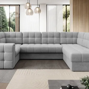 Coltar extensibil stanga 5 locuri ELTAP, LT-85MO, Blewett, 299x198x82 cm, lemn/poliester, gri deschis imagine