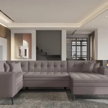 Coltar extensibil stanga 5 locuri ELTAP, MON-LT-07SA, Montez, 340x180x93 cm, lemn/poliester, bej imagine