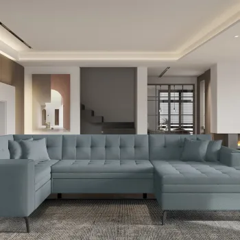 Coltar extensibil stanga 5 locuri ELTAP, MON-LT-100SA, Montez, 340x180x93 cm, lemn/poliester, albastru imagine