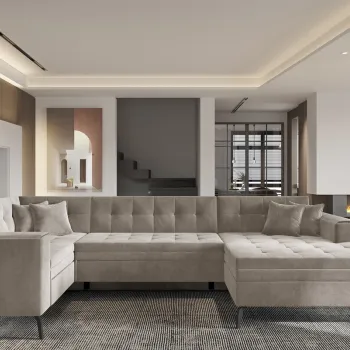 Coltar extensibil stanga 5 locuri ELTAP, MON-LT-18SO, Montez, 340x180x93 cm, lemn/poliester, bej imagine