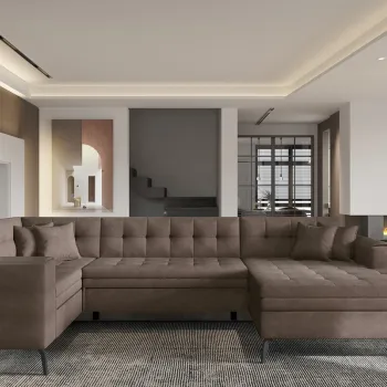 Coltar extensibil stanga 5 locuri ELTAP, MON-LT-22PO, Montez, 340x180x93 cm, lemn/poliester, maro imagine