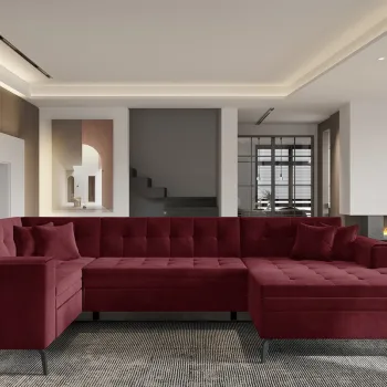 Coltar extensibil stanga 5 locuri ELTAP, MON-LT-25LO, Montez, 340x180x93 cm, lemn/poliester, rosu imagine