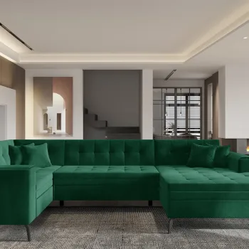 Coltar extensibil stanga 5 locuri ELTAP, MON-LT-35LU, Montez, 340x180x93 cm, lemn/poliester, verde inchis imagine