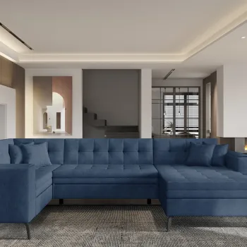 Coltar extensibil stanga 5 locuri ELTAP, MON-LT-40GO, Montez, 340x180x93 cm, lemn/poliester, albastru inchis imagine