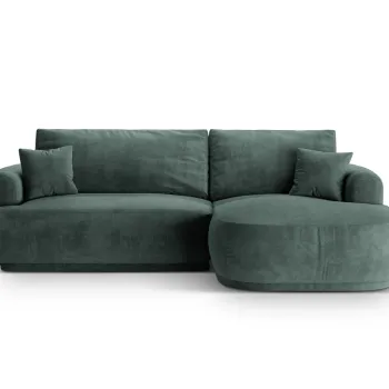 Coltar extensibil stanga 5 locuri, modular, cu lada depozitare, Ella, Micadoni Home, 271x174x94 cm, catifea, petrol imagine