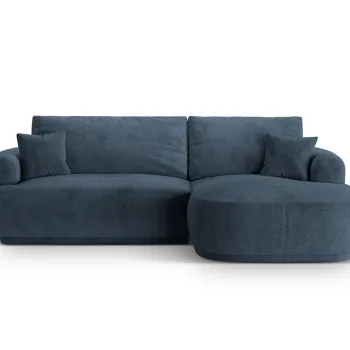 Coltar extensibil stanga 5 locuri, modular, cu lada depozitare, Ella, Micadoni Home, 271x174x94 cm, tesatura structurata chenille, albastru inchis imagine