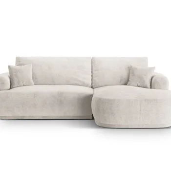 Coltar extensibil stanga 5 locuri, modular, cu lada depozitare, Ella, Micadoni Home, 271x174x94 cm, tesatura structurata chenille, bej imagine