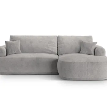 Coltar extensibil stanga 5 locuri, modular, cu lada depozitare, Ella, Micadoni Home, 271x174x94 cm, tesatura structurata chenille, bej inchis imagine