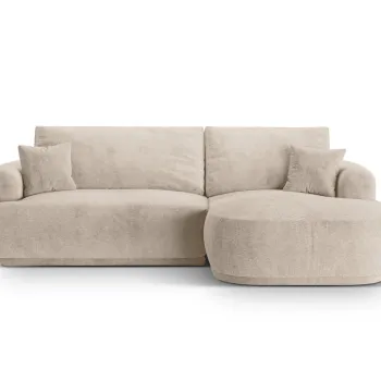 Coltar extensibil stanga 5 locuri, modular, cu lada depozitare, Ella, Micadoni Home, 271x174x94 cm, tesatura structurata chenille, bej sand imagine