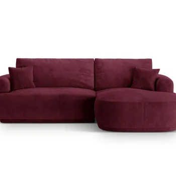 Coltar extensibil stanga 5 locuri, modular, cu lada depozitare, Ella, Micadoni Home, 271x174x94 cm, tesatura structurata chenille, bordo imagine