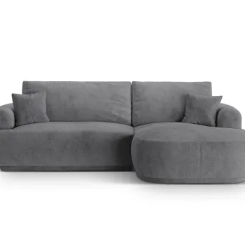 Coltar extensibil stanga 5 locuri, modular, cu lada depozitare, Ella, Micadoni Home, 271x174x94 cm, tesatura structurata chenille, gri imagine