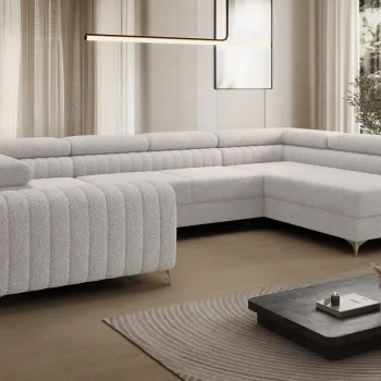 Coltar extensibil stanga 6 locuri ELTAP, LT-01ROY, Louis, 347x202x92 cm, lemn/poliester, alb imagine