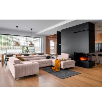 Coltar extensibil stanga 6 locuri ELTAP, LT-101GO, Louis, 347x202x92 cm, lemn/poliester, roz imagine