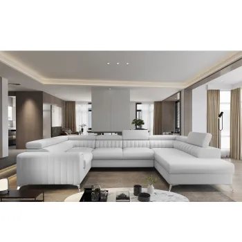 Coltar extensibil stanga 6 locuri ELTAP, LT-17SOF, Louis, 347x202x92 cm, lemn/poliester, alb imagine