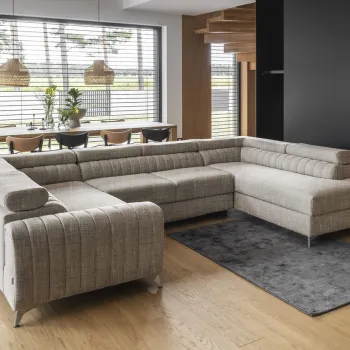 Coltar extensibil stanga 6 locuri ELTAP, LT-20MAR, Louis, 347x202x92 cm, lemn/poliester, bej deschis imagine