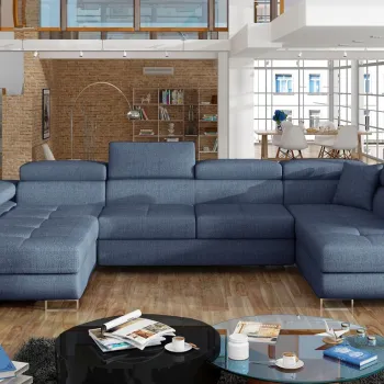 Coltar extensibil stanga 6 locuri ELTAP, Rod-25, Rodrigo, 345x202x90 cm, lemn/poliester, albastru imagine