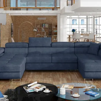 Coltar extensibil stanga 6 locuri ELTAP, Rod-37, Rodrigo, 345x202x90 cm, lemn/poliester, albastru imagine