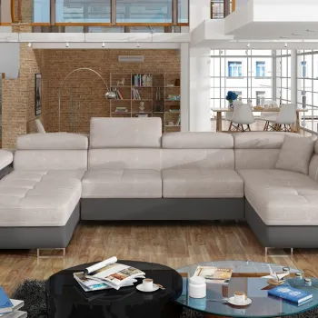 Coltar extensibil stanga 6 locuri ELTAP, Rod-54, Rodrigo, 345x202x90 cm, lemn/poliester, gri/gri inchis imagine