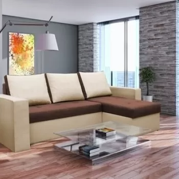 Coltar extensibil Toledo, 226x145x79 cm, 2 lazi depozitare, Reversibil, Bej/Maro imagine