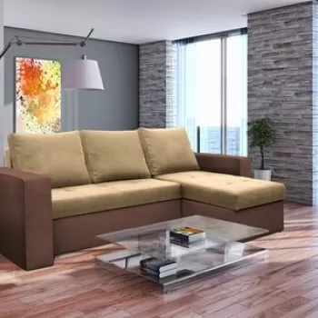 Coltar extensibil Toledo, 226x145x79 cm, 2 lazi depozitare, Reversibil, Maro/Crem imagine