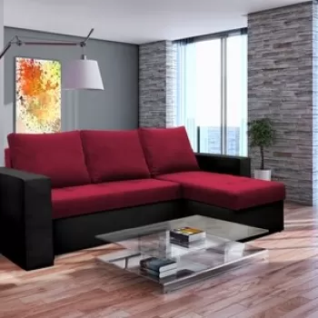 Coltar extensibil Toledo, 226x145x79 cm, 2 lazi depozitare, Reversibil, Rosu/Negru imagine