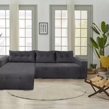 Coltar extensibil Venice, 287x169x96 cm, cu lada de depozitare, Graphite imagine