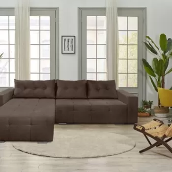 Coltar extensibil Venice, 287x169x96 cm, cu lada de depozitare, Maro imagine