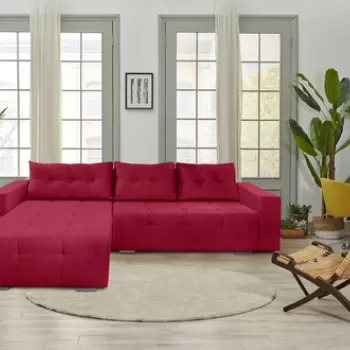 Coltar extensibil Venice, 287x169x96 cm, cu lada de depozitare, Rosu imagine