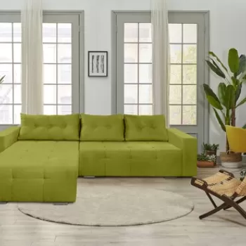 Coltar extensibil Venice, 287x169x96 cm, cu lada de depozitare, Verde imagine