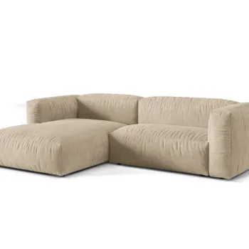 Coltar modular dreapta 2 locuri, Martina-120, Micadoni Home, 283x176x75 cm, catifea, bej deschis imagine