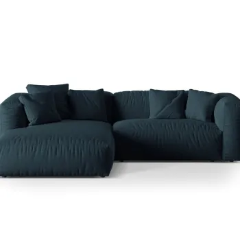 Coltar modular dreapta 2 locuri, Martina-169, Micadoni Home, 283x176x75 cm, tesatura structurata catifelata, albastru jeans imagine