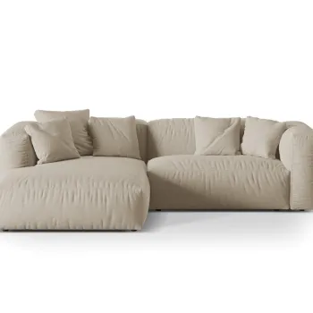 Coltar modular dreapta 2 locuri, Martina-169, Micadoni Home, 283x176x75 cm, tesatura structurata catifelata, bej deschis imagine