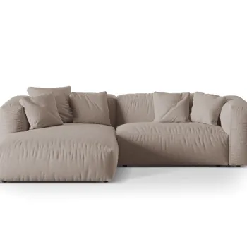 Coltar modular dreapta 2 locuri, Martina-169, Micadoni Home, 283x176x75 cm, tesatura structurata catifelata, bej inchis imagine