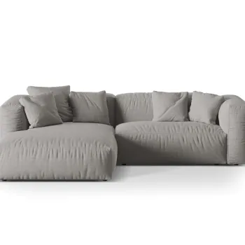 Coltar modular dreapta 2 locuri, Martina-169, Micadoni Home, 283x176x75 cm, tesatura structurata catifelata, gri deschis imagine