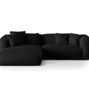 Coltar modular dreapta 2 locuri, Martina-169, Micadoni Home, 283x176x75 cm, tesatura structurata catifelata, negru imagine