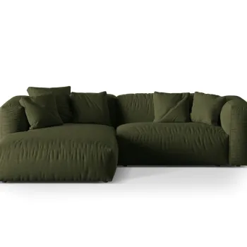 Coltar modular dreapta 2 locuri, Martina-169, Micadoni Home, 283x176x75 cm, tesatura structurata catifelata, verde imagine