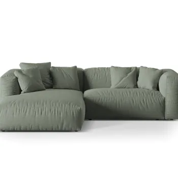 Coltar modular dreapta 2 locuri, Martina-169, Micadoni Home, 283x176x75 cm, tesatura structurata catifelata, verde muschi imagine