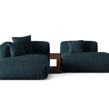 Coltar modular dreapta 2 locuri, Martina-169, Micadoni Home, 285x176x75 cm, tesatura structurata catifelata, albastru jeans imagine