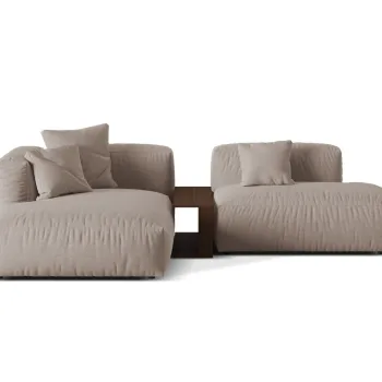 Coltar modular dreapta 2 locuri, Martina-169, Micadoni Home, 285x176x75 cm, tesatura structurata catifelata, bej inchis imagine