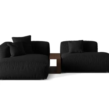 Coltar modular dreapta 2 locuri, Martina-169, Micadoni Home, 285x176x75 cm, tesatura structurata catifelata, negru imagine