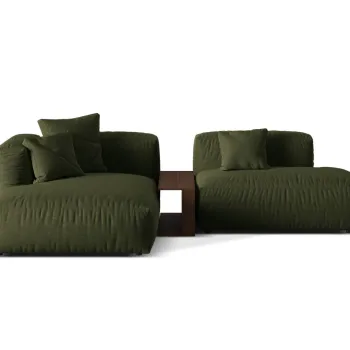 Coltar modular dreapta 2 locuri, Martina-169, Micadoni Home, 285x176x75 cm, tesatura structurata catifelata, verde imagine